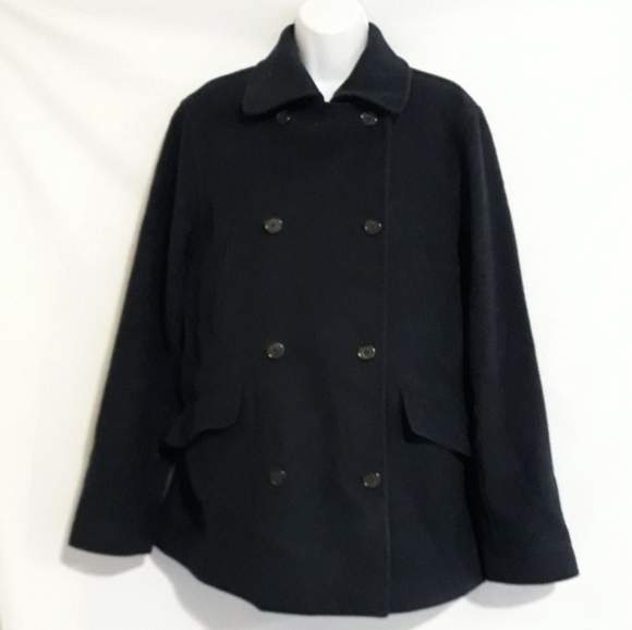 J. CREW Wool Blend Navy Blue Pea Coat sz ST - Picture 1 of 4
